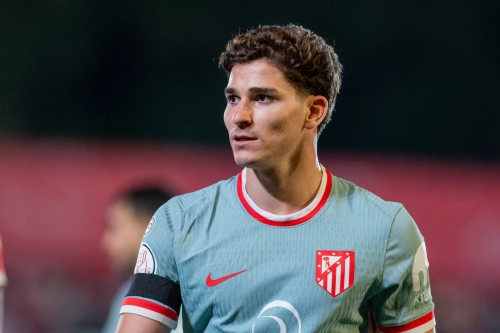 Players in action during the Copa del Rey 2024 - 2025 match between UE Vic v Atletico de Madrid at Estadi Hipolit Planes on October 31 2024.