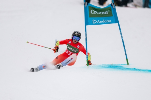 Lara GUT-BEHRAMI of  Switzerland in action during Audi FIS Alpine Ski World Cup 2024 Giant slalom Discipline Women's on February 10, 2024 in Soldeu, Andorra.