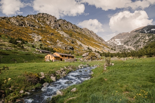 Landscape of the Vall de Incles in Andorra in spring 2022.