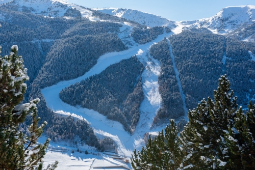 World Cup tracks in the ski area of Grandvalira, Andorra.